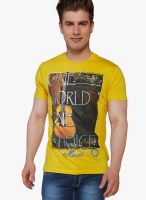 Globus Yellow Printed Round Neck T-Shirts