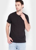 Highlander Black Solid Henley TShirts