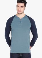 Highlander Blue Solid Henley TShirts