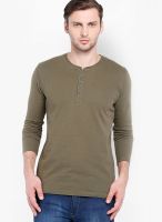 Highlander Grey Solid Henley TShirts