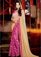 Inddus Beige Embroidered Saree