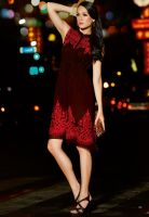 Inddus Red Embroidered Kurtis