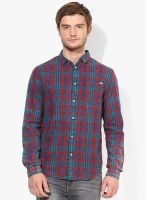 Jack & Jones Red Checked Slim Fit Casual Shirt