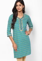 Jaipur Kurti Blue Printed Kurta