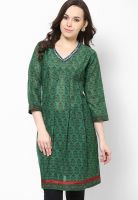 Jaipur Kurti Green Printed Kurtis