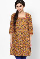 Jaipur Kurti Mustard Yellow Printed Kurtis