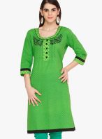 Jashn Green Embroidered Kurtis