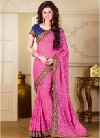 Kalista Fashions Pink Embroidered Saree