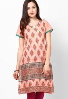 Karigari Peach Printed Kurtis