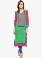 Kurti'S Green Embroidered Kurti