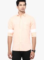 La Seven Peach Linen Slim Fit Casual Shirt
