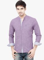 La Seven Purple Solid Slim Fit Casual Shirt