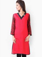 Libas Red Solid Kurtis