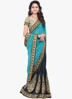 Lookslady Blue Embroidered Saree