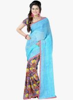 Lookslady Light Blue Printed Saree