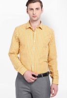 Mark Taylor Checked Yellow Formal Shirt