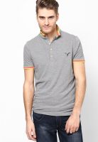 Monteil & Munero Light Grey Solid Polo T-Shirts