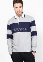 Nautica Grey Solid Polo T-Shirts