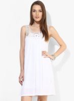 Only White Colored Solid Skater Dress