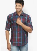 Orange Valley Checks Red Casual Shirt