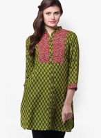 Pehraan Green Printed Kurtis