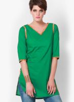 Pehraan Green Solid Kurtis