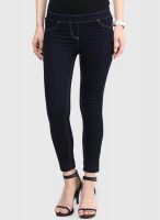People Navy Blue Solid Jeans