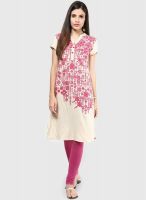 People Pink Solid Kurtas