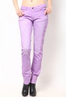 Pepe Jeans Purple Stretchable Low Waist Jeans