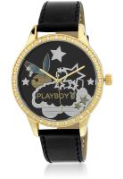 Playboy Bpb-1006-V - Black/Black Analog Watch