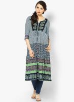 Rain & Rainbow Cotton Blue Anarkali