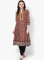 Rain & Rainbow Cotton Rust Anarkali Kurta