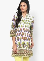 Rain & Rainbow Green Cotton Kurti