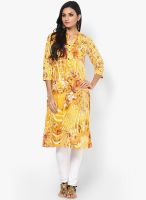 Rain & Rainbow Yellow Cotton Kurta