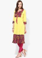 Rain & Rainbow Yellow Cotton Kurti