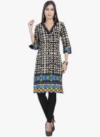 Raindrops Blue Geometric Print Cotton Blend Kurta