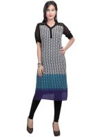 Raindrops Blue Geometric Print Georgette Kurta