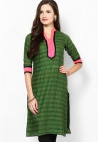 Raindrops Green Chikankari Cotton Blend Kurta