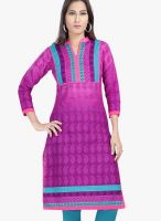 Raindrops Pink Bagru Print Cotton Blend Kurta