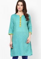 Rangmanch By Pantaloons Aqua Blue Cambric Kurta