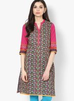 Rangmanch By Pantaloons Cotton Fuchsia Kurta