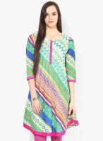 Rangmanch By Pantaloons Green Printed Kurtas