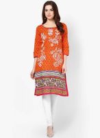 Rangmanch By Pantaloons Orange Cotton Kurta