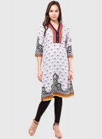 Rangriti Off White Cotton Blend Kurta