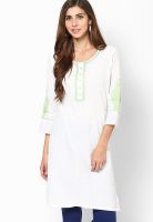 Rangriti White Embroidered Kurtis