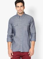 Rigo Grey Solid Slim Fit Casual Shirt