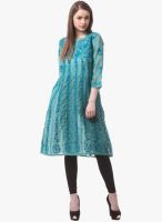 Saadgi Blue Embroidered Kurtis