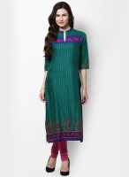 Shree Green Embroidered Kurtis