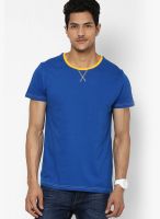 Smiley Navy Blue Round Neck T-Shirt