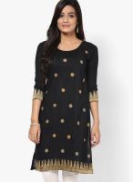 Span Black Printed Kurta